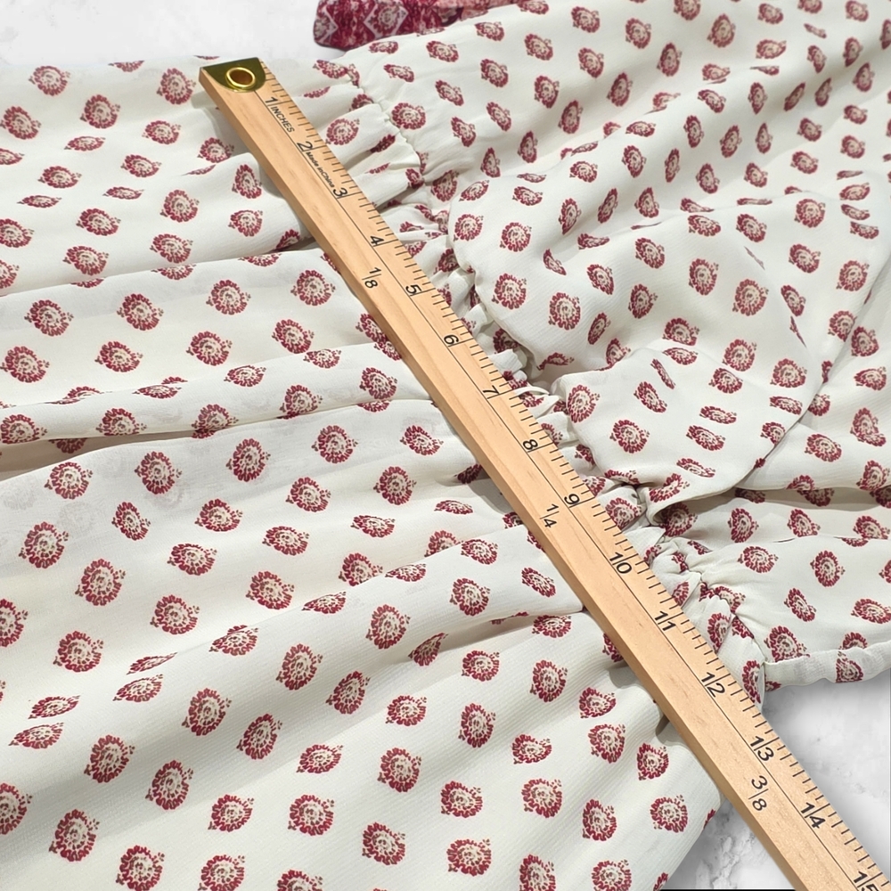 Charlotte Russe Short Sleeve Cream and Red Dress Size Small (S) C1 - Picture 7 of 9